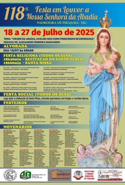 118ª Festa de N. Senhora da Abadia une fé e tradição em Pirajuba