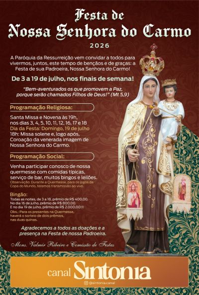Paróquia da Ressurreição celebra a Festa de Nossa Senhora do Carmo com programação religiosa e social
