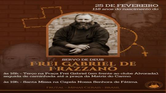 Celebração marca os 118 anos de Frei Gabriel de Frazzanò