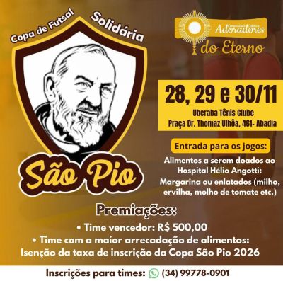 Copa de Futsal Solidária São Pio une esporte e caridade em prol do Hospital Hélio Angotti