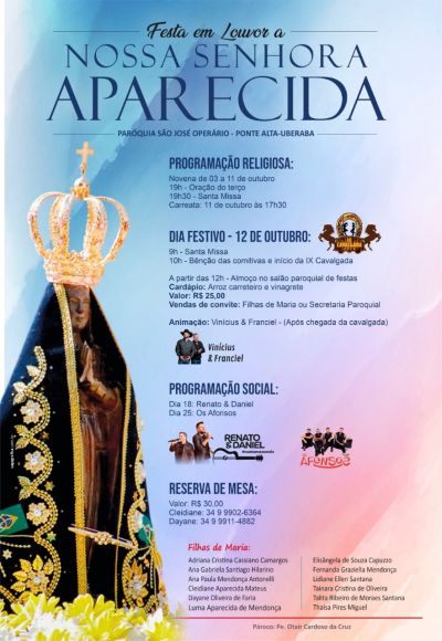 Fé e devoção marcam Festa em Louvor a Nossa Senhora Aparecida em Ponte Alta