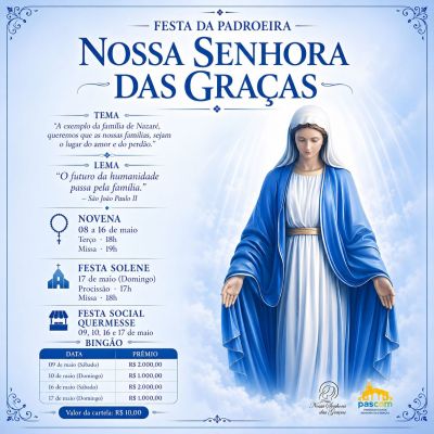Festa da Padroeira de Nossa Senhora das Graças reúne fiéis em dias de fé, novena e confraternização