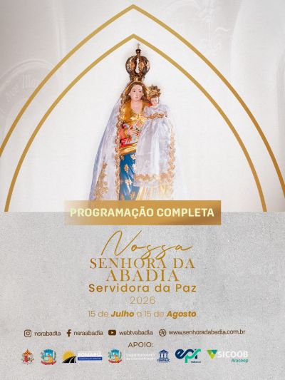 Festa de Nossa Senhora da Abadia 2026 terá como tema "Nossa Senhora da Abadia, Servidora da Paz"