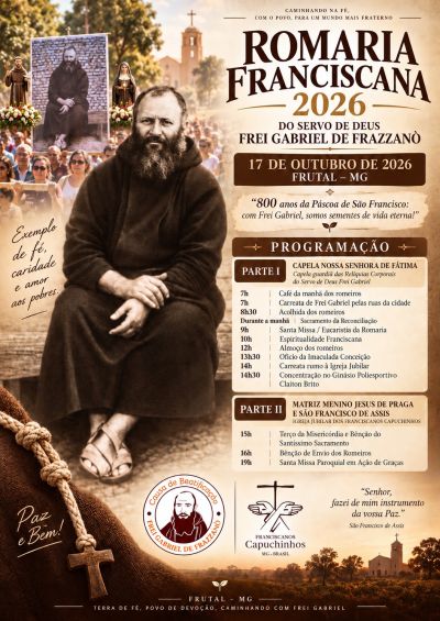 Frutal recebe a Romaria Franciscana 2026 em honra ao Servo de Deus Frei Gabriel de Frazzanó