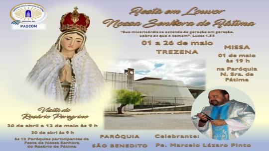 Missa do envio, visita do rosário peregrino e primeira missa da trezena