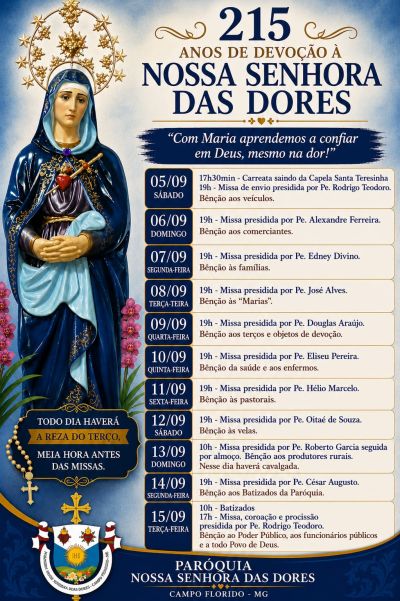 Paróquia Nossa Senhora das Dores celebra 215 anos de devoção em Campo Florido