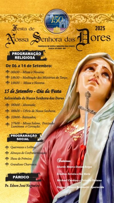 Paróquia Nossa Senhora das Dores celebra solenidade em honra à padroeira em Santa Juliana