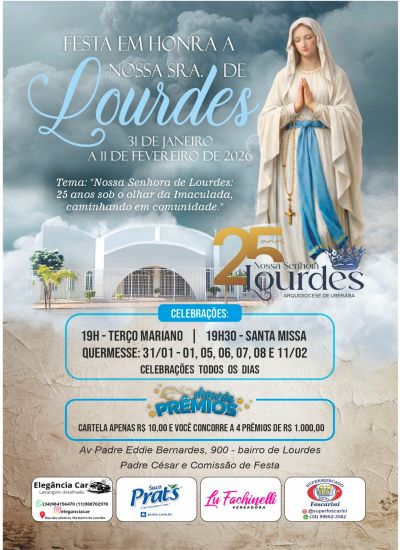 Paróquia Nossa Senhora de Lourdes celebra 25 anos de devoção com novena e festa comunitária