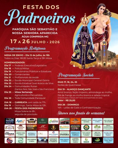 Paróquia São Sebastião e Nossa Senhora Aparecida celebra a Festa dos Padroeiros em Água Comprida